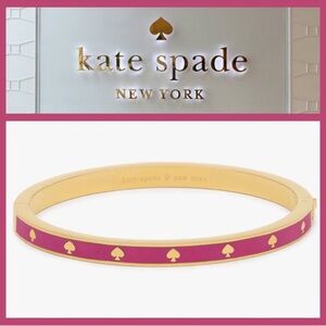 Kate spade spot the spade bangle bracelet gold candied plum 🩷♠️ fuschia pink